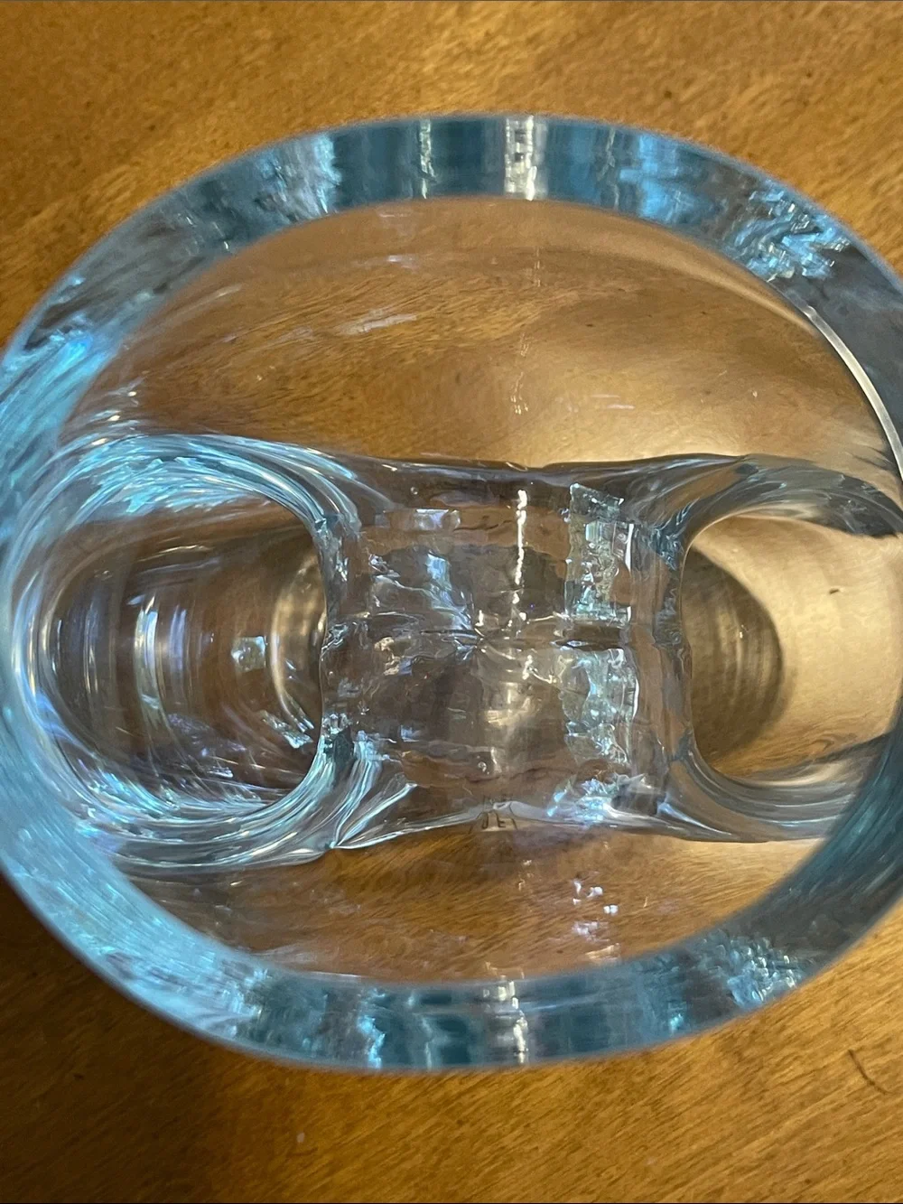 Vtg Crystal Donut-.Hole Vase